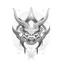 Narrow long tattoo that can include figures of minotaur, snake, sharingan and ace  tattoo design idea