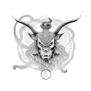 Narrow long tattoo that can include figures of minotaur, snake, sharingan and ace  tattoo design idea