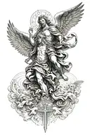 saint Micheal and Isiah 41:10 with angels tattoo design idea