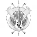 Guitar neck intertwined with hops and barley tattoo design idea