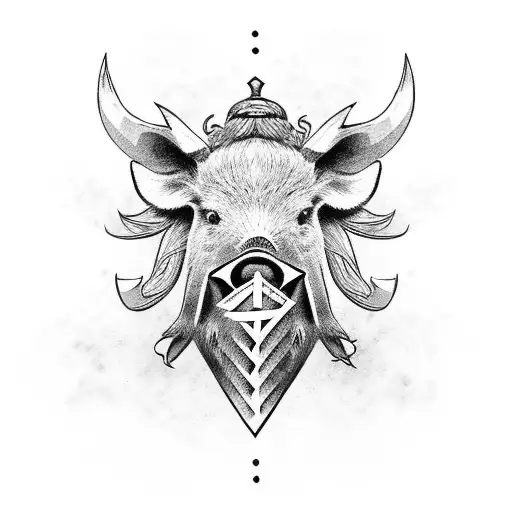 boar Viking  vegvisir tattoo design idea