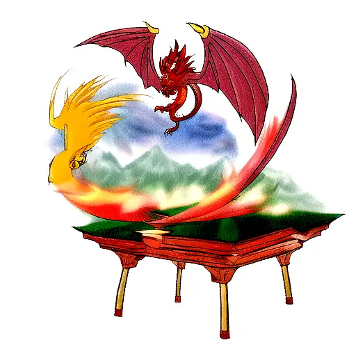 Dragon AND Phoenix  tattoo design idea