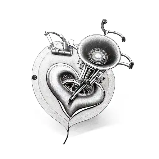 heart  gramophone tattoo design idea