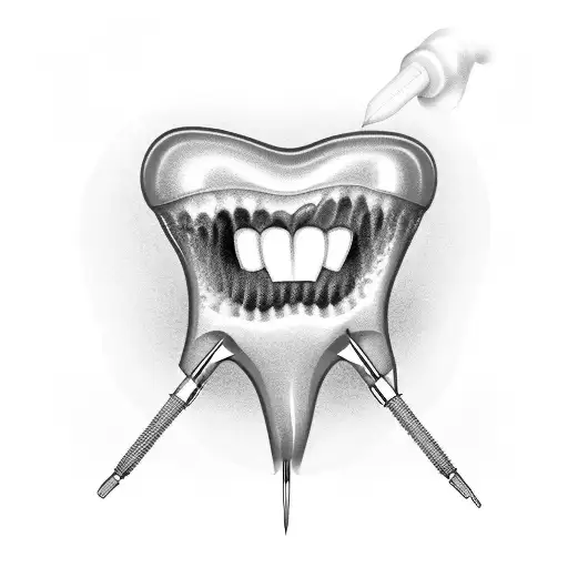 A dental technician working on a tooth-shaped guitar tattoo design idea