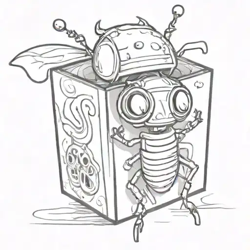 beetle inside juice box cartoon character tattoo design idea