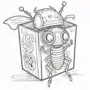 beetle inside juice box cartoon character tattoo design idea
