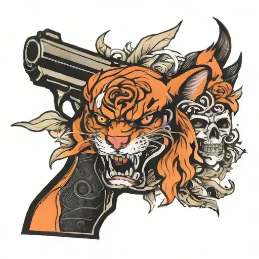 Sure, here is a summary of your request for the tattoo design:  1. **Design Focus**: A Hellcat Pro handgun. 2. **Placeme tattoo design idea