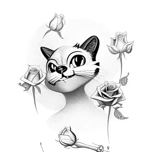 felix the cat with a rose tattoo design idea