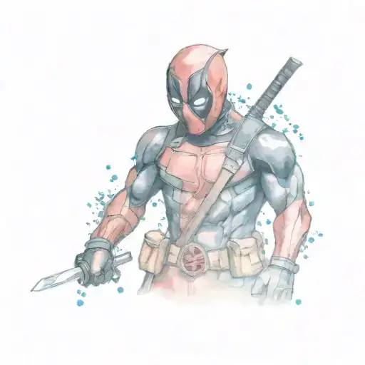small Deadpool watercolor tattoo tattoo design idea
