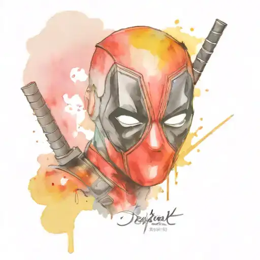 Deadpool watercolor small simple tattoo bright color tattoo design idea
