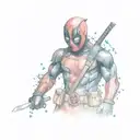 small Deadpool watercolor tattoo tattoo design idea