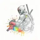 small Deadpool watercolor tattoo tattoo design idea