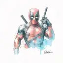 small Deadpool watercolor tattoo tattoo design idea