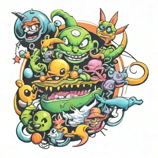 90s cartoons tattoo design idea