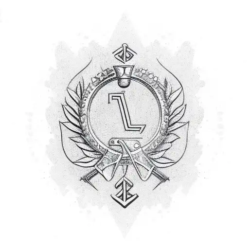a laurel wreath with sword and the 1987 number tattoo design idea