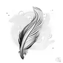 An intricate blackwork tattoo of a feather pen transforming into a flock of birds tattoo design idea