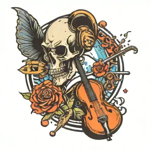 Science and music tattoo design idea