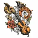 Science and music tattoo design idea
