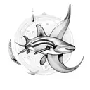 orca , circle, outline tattoo design idea