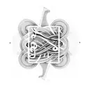 Musical notes intertwined with technological circuitry tattoo design idea