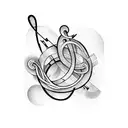 Musical notes intertwined with technological circuitry tattoo design idea