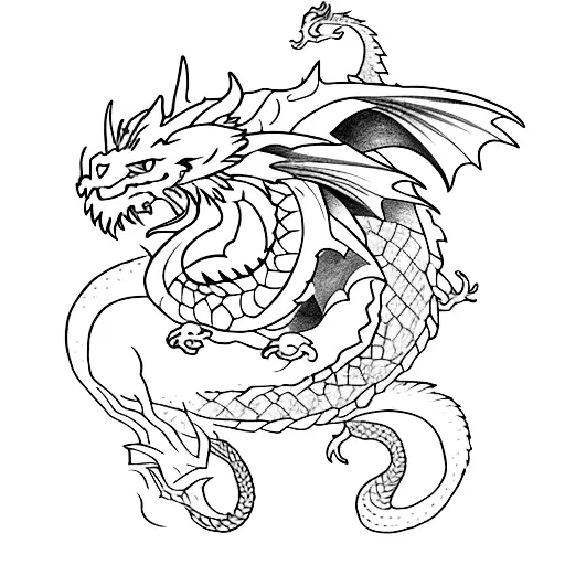 A minimalist tattoo of a dragon playing a RPG game tattoo design idea