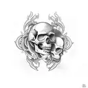 bows with skull hands tattoo design idea