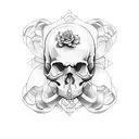 bows with skull hands tattoo design idea