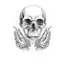 bows with skull hands tattoo design idea