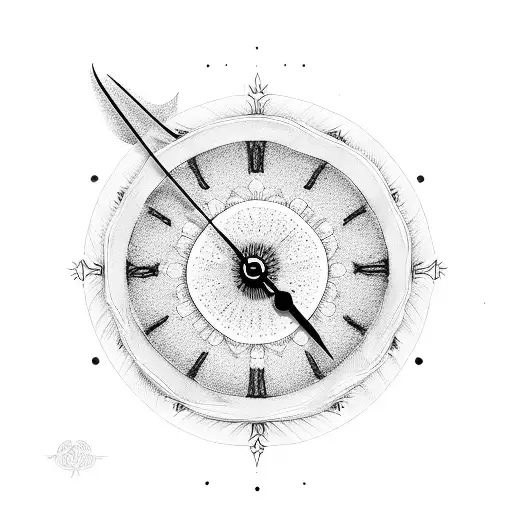 clock Angel demon rose tattoo design idea