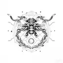 fusion of Scorpio and Virgo zodiac sign tattoo design idea