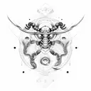 fusion of Scorpio and Virgo zodiac sign tattoo design idea