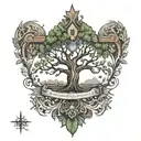 Tree of life and bible quote tattoo design idea