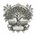 Tree of life and bible quote tattoo design idea