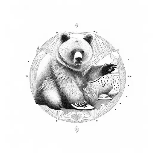 Bear duckling rabbit sitting tattoo design idea