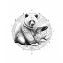 Bear duckling rabbit sitting tattoo design idea