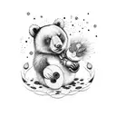 Bear duckling rabbit sitting tattoo design idea