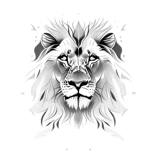 A majestic lion roaring with a backdrop of African savanna tattoo design idea