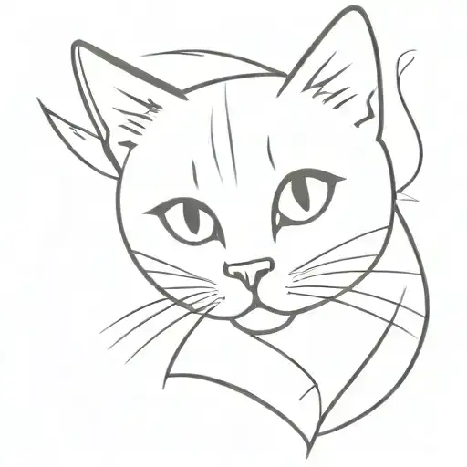 cute cat tattoo design idea