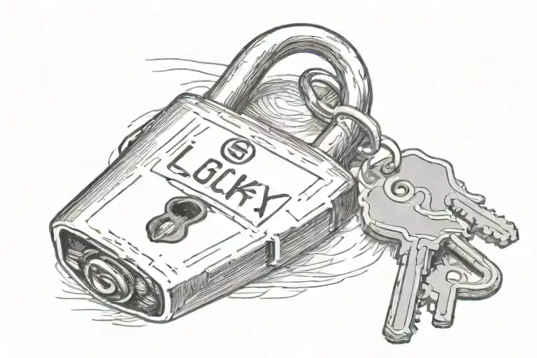 pad lock and key name written inside  tattoo design idea