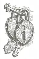 lock and key name written inside symbolizing love tattoo design idea