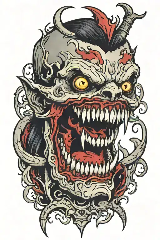 gory bloody vampire teeth tattoo design idea