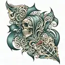 Vertical Slash Scar: The central feature is a jagged, vertical scar running down the side of your ribcage. This scar can tattoo design idea