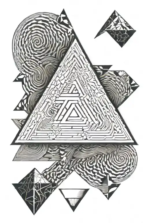 penrose triangle filled with waves and rockmusic tattoo design idea