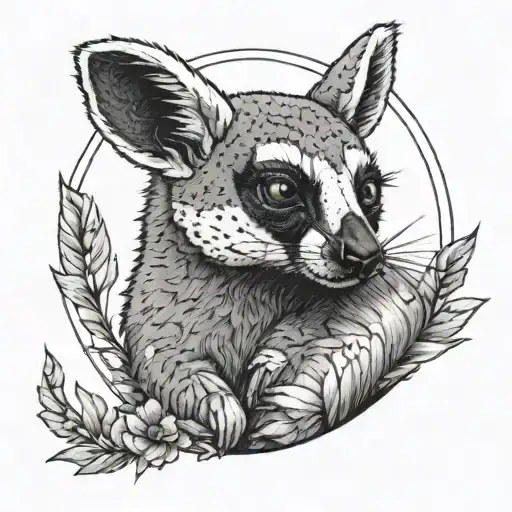 a lemur and a rabbit  tattoo design idea