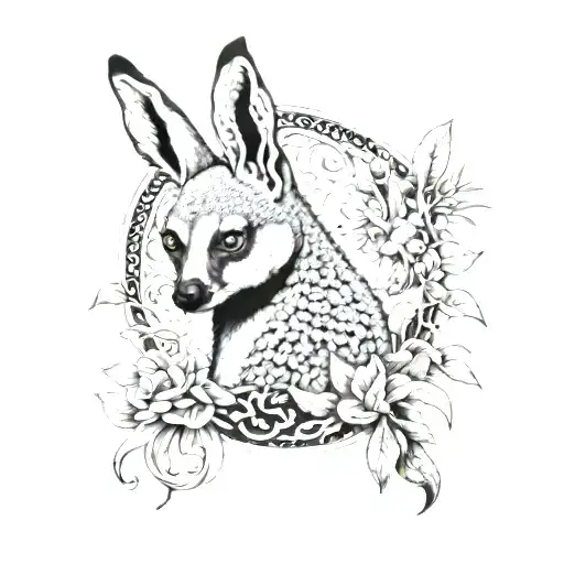 lemur and rabbit tattoo design idea