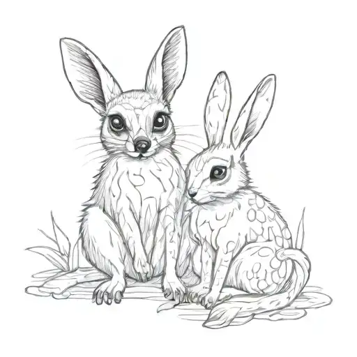a lemur and a rabbit  tattoo design idea