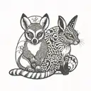 lemur and rabbit tattoo design idea