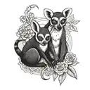 lemur and rabbit together  tattoo design idea