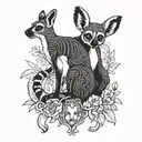 lemur and rabbit together  tattoo design idea